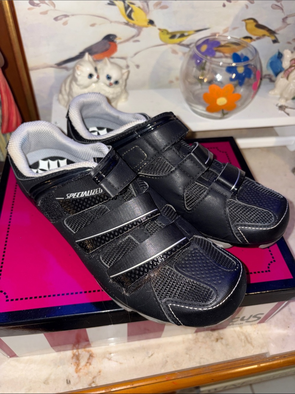 Specialized Black and White Cycling Shoes with Triple Straps female